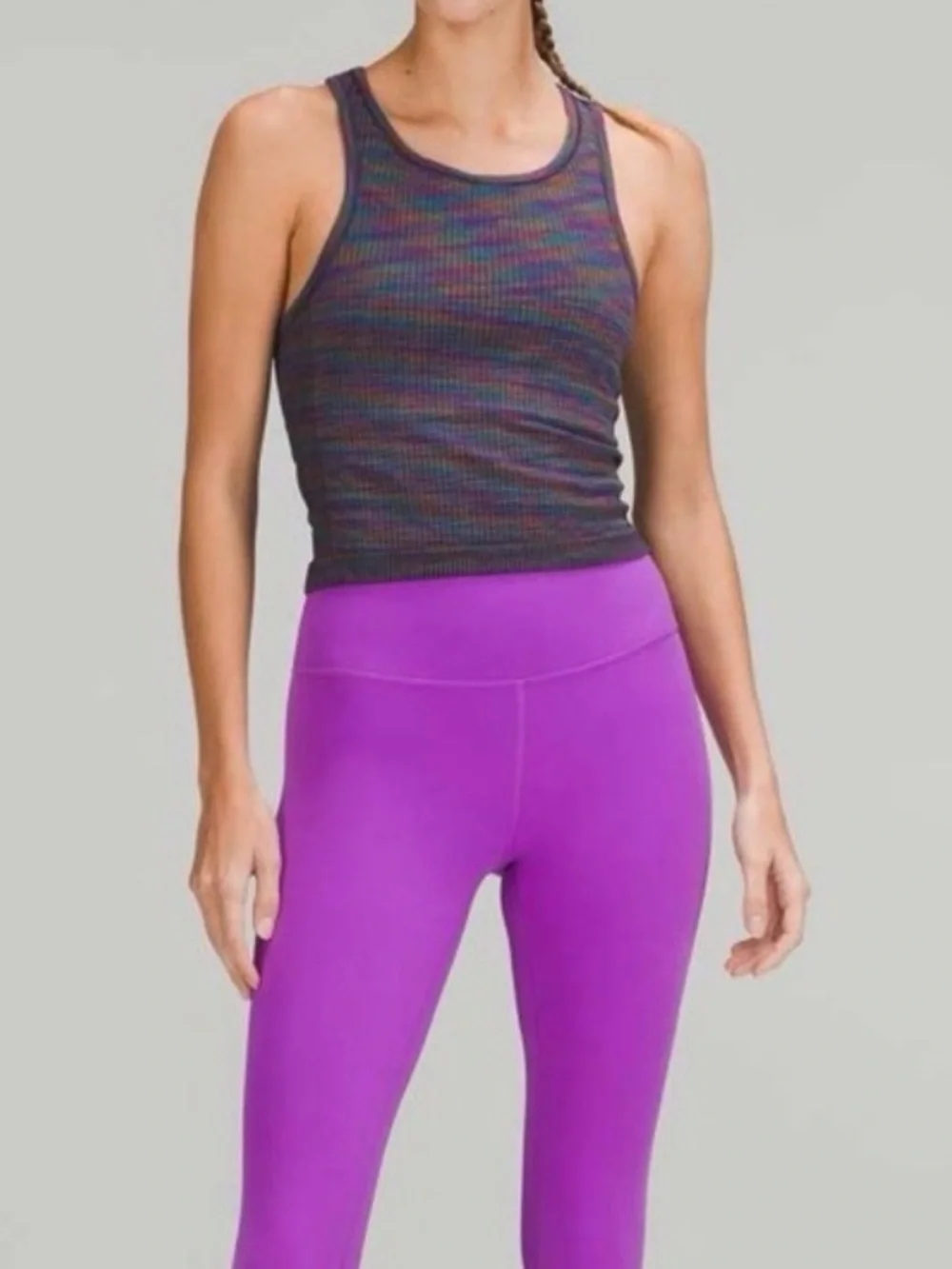 Lululemon Ebb to Street Racerback Multicolour Crop Tank Top-Rainbow  #A10